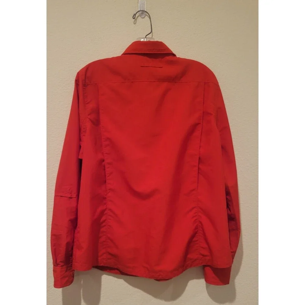 Duluth Trading Co Coolplus Long Sleeve Roll Tab Snap Vented Reddish Orange LG - Picture 2 of 9
